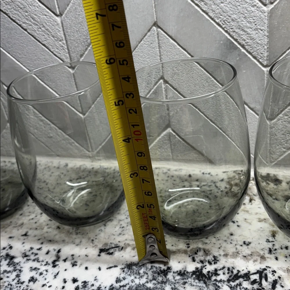 Pier 1 Gray Stemless Wine Glasses Set
